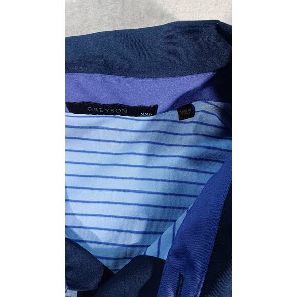 Greyson Golf Polo Shirt XXL Blue Stripe Performance Stretch Made in Peru - Picture 2 of 7